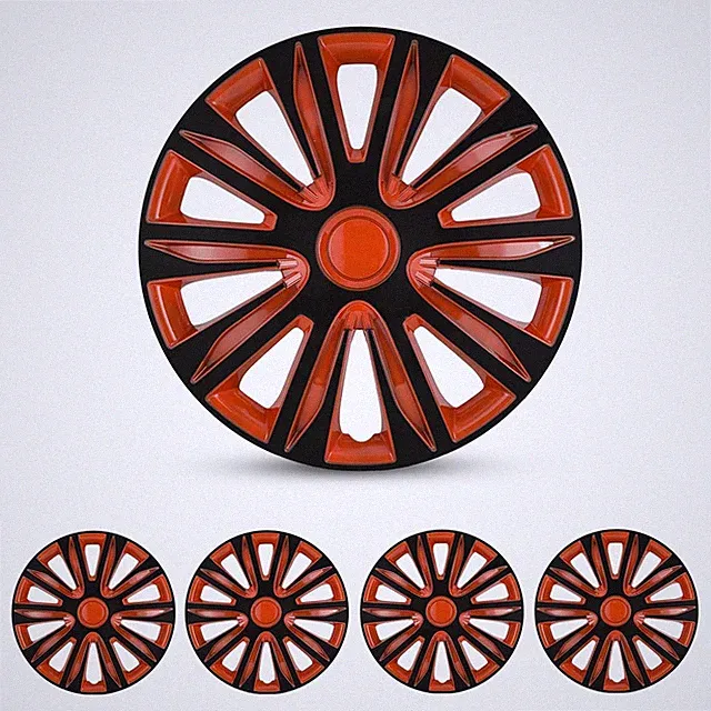 16 Inch Hubcaps ABS Set of 4 Black Orange Lacque 5083Style Fit Iron Hub