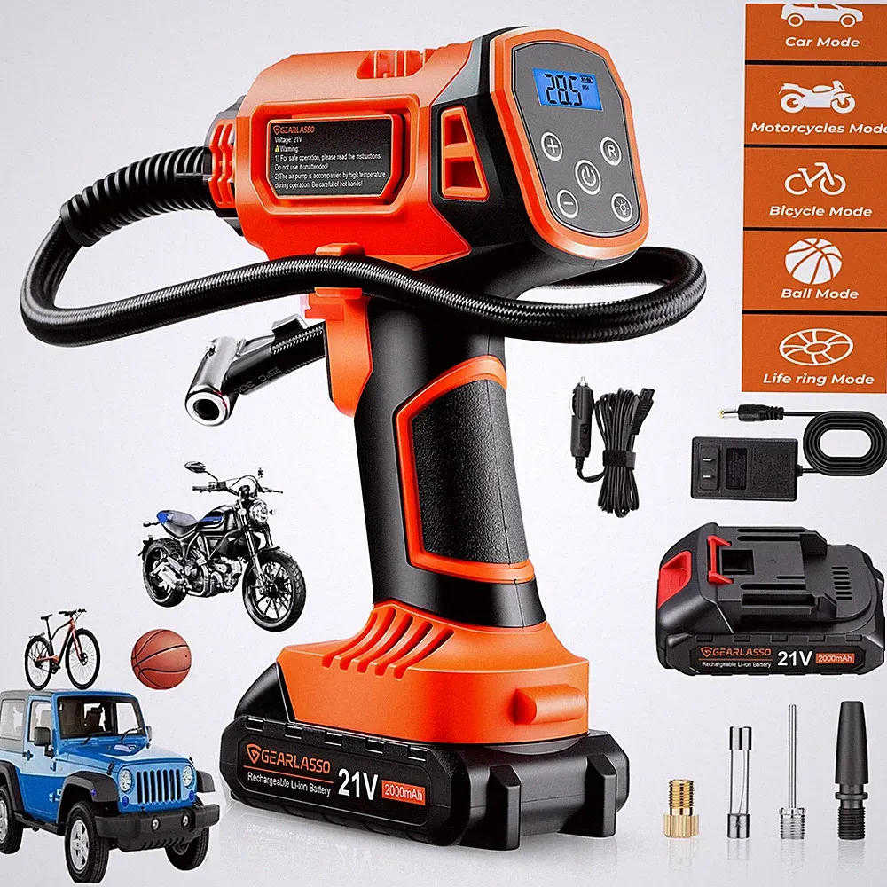 160psi Cordless Fast Inflation Tire Inflator Air Compressor With 21v Battery