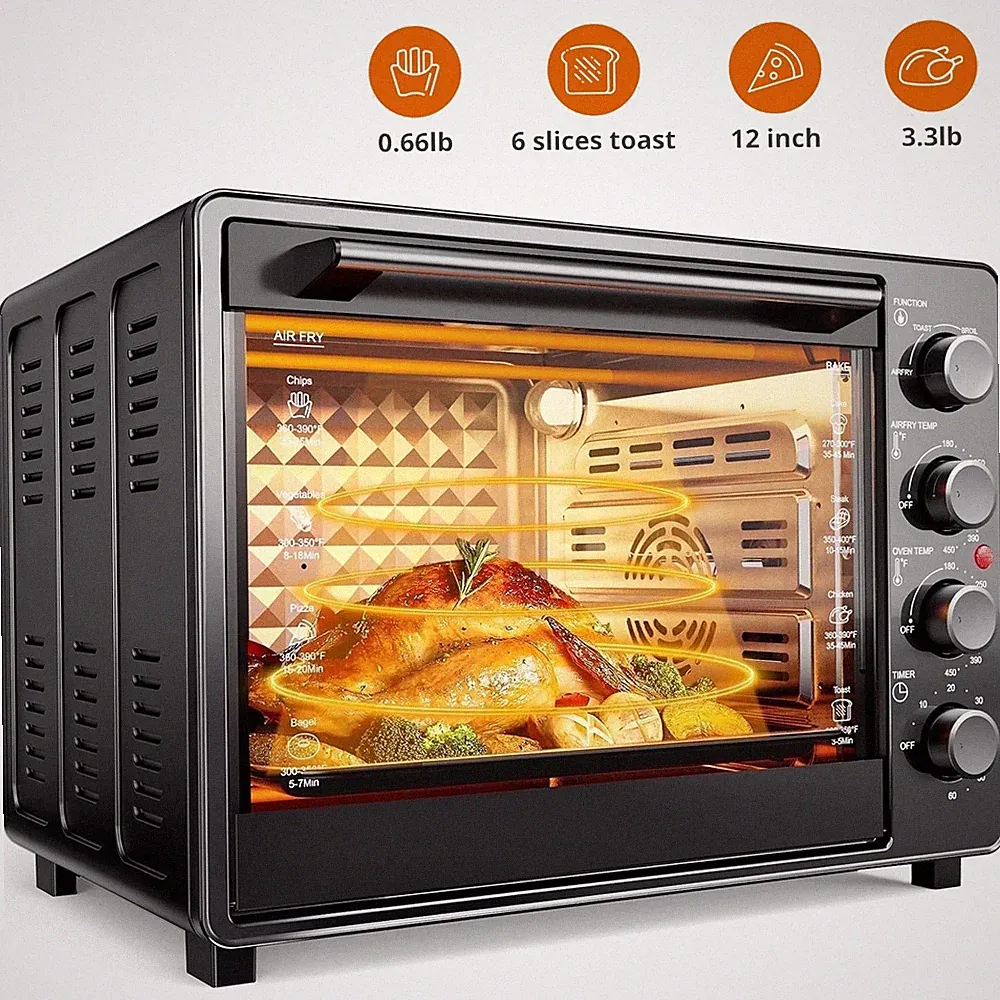 34QT Air Fryer Toaster Oven Combo Extra Large Countertop Cooker 1500W Oil-Less