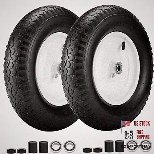 4.80/4.00-8" Air Filled Wheelbarrow 16"( Air Filled Tire) 2Pack White