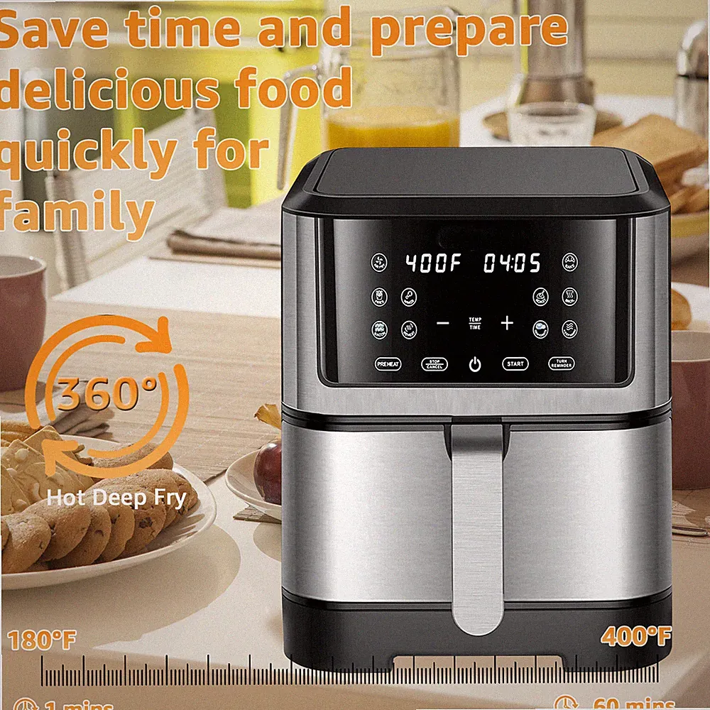 8 QT Compact Air fryer for Quick & Easy Meals - Black