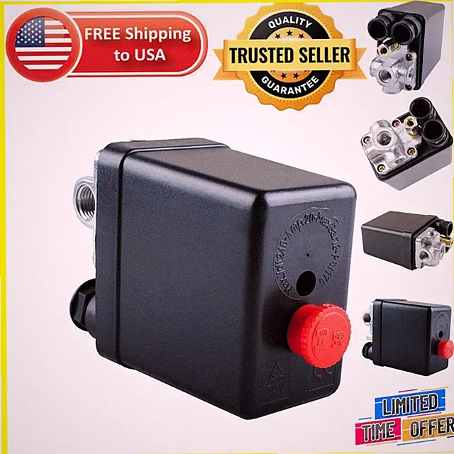 Air Compressor Pressure Switch Control Valve - Fits 90-120 PSI Models