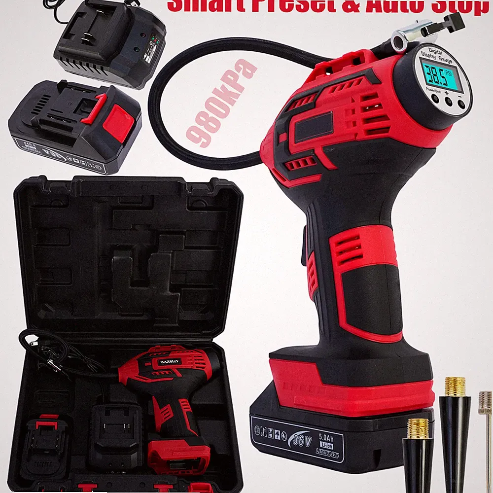 Cordless Tire Inflator Air Compressor Car Tire Pump with Rechargeable Battery US