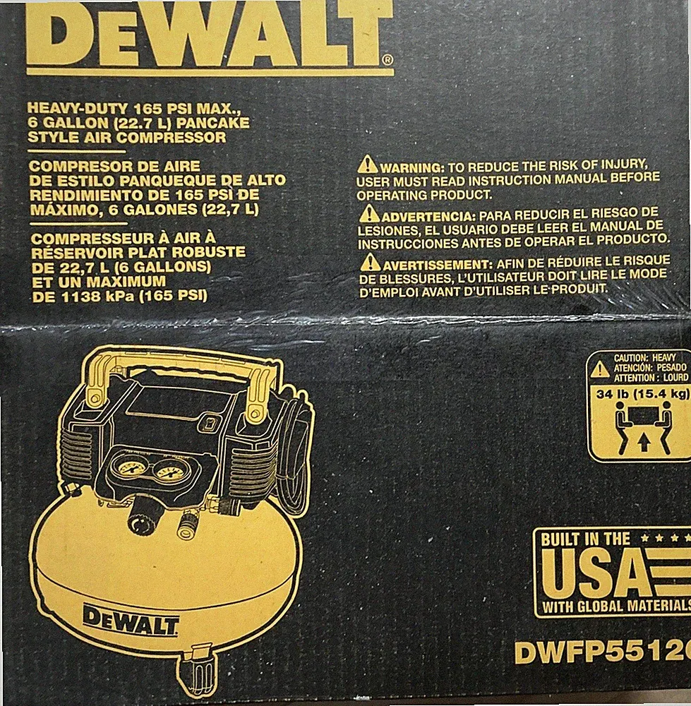 DEWALT Pancake Air Compressor DWFP55126 NEW In Unopened Box 165 Max PSI 6 Gal