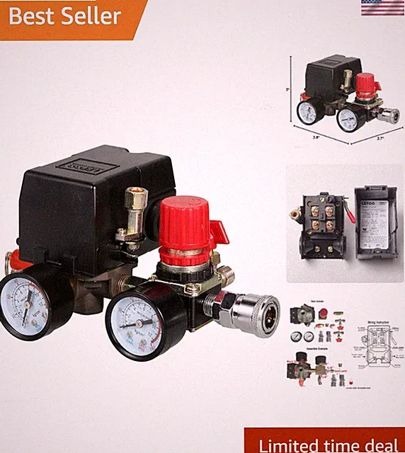Heavy Duty Air Compressor Pressure Switch Manifold Regulator 90-120 PSI
