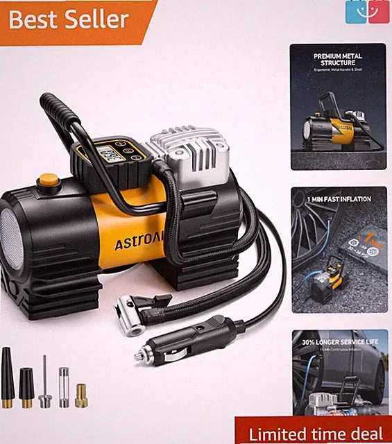 High-Performance 12V Digital Tire Inflator with Rapid Inflation & Accessories