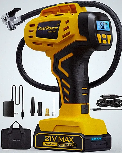 Portable Tire Inflator - Fast 160PSI Air Compressor for Cars, Bikes, E-Bikes