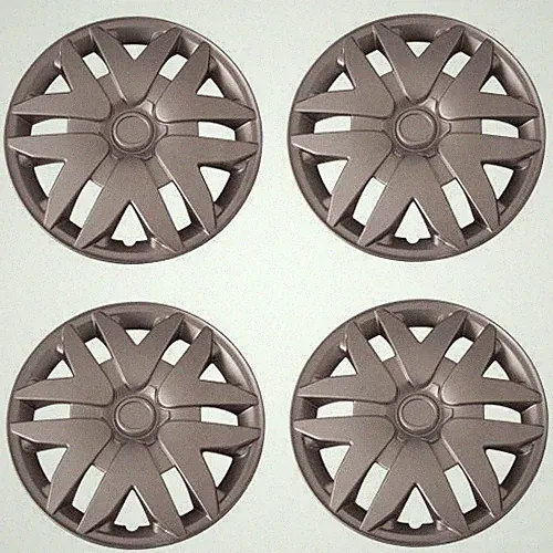 Set of 4 Silver 16 Inch Aftermarket Replacement Hubcaps with Metal Clip...