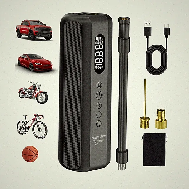 Tire Inflator Portable Air Compressor Electric Bike Air Pump with G... Fast Ship